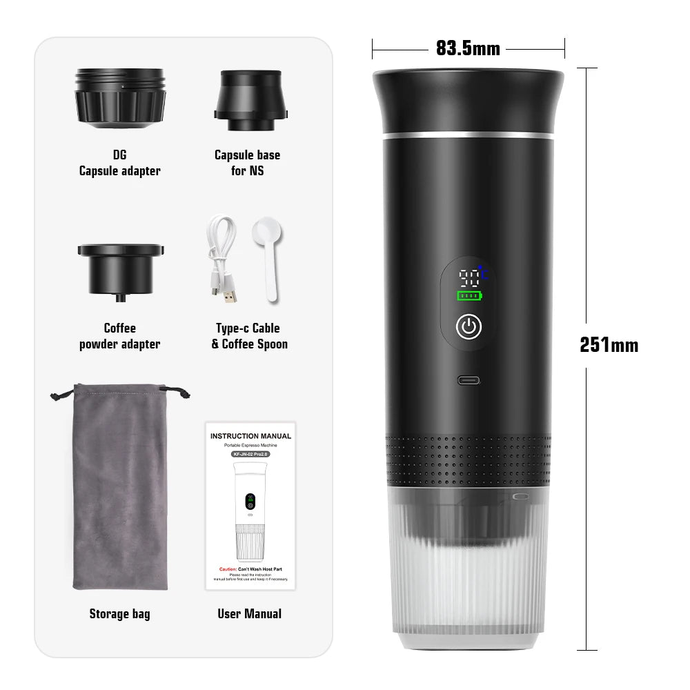Denokin TravelPro 3-in-1 Portable Espresso Machine