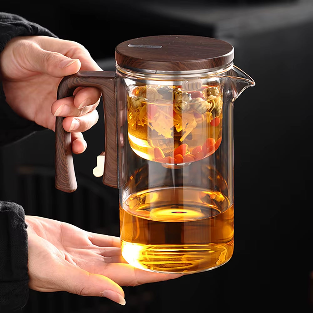 ZenPour™ – Magnetic Glass Teapot with Tea–Water Separation