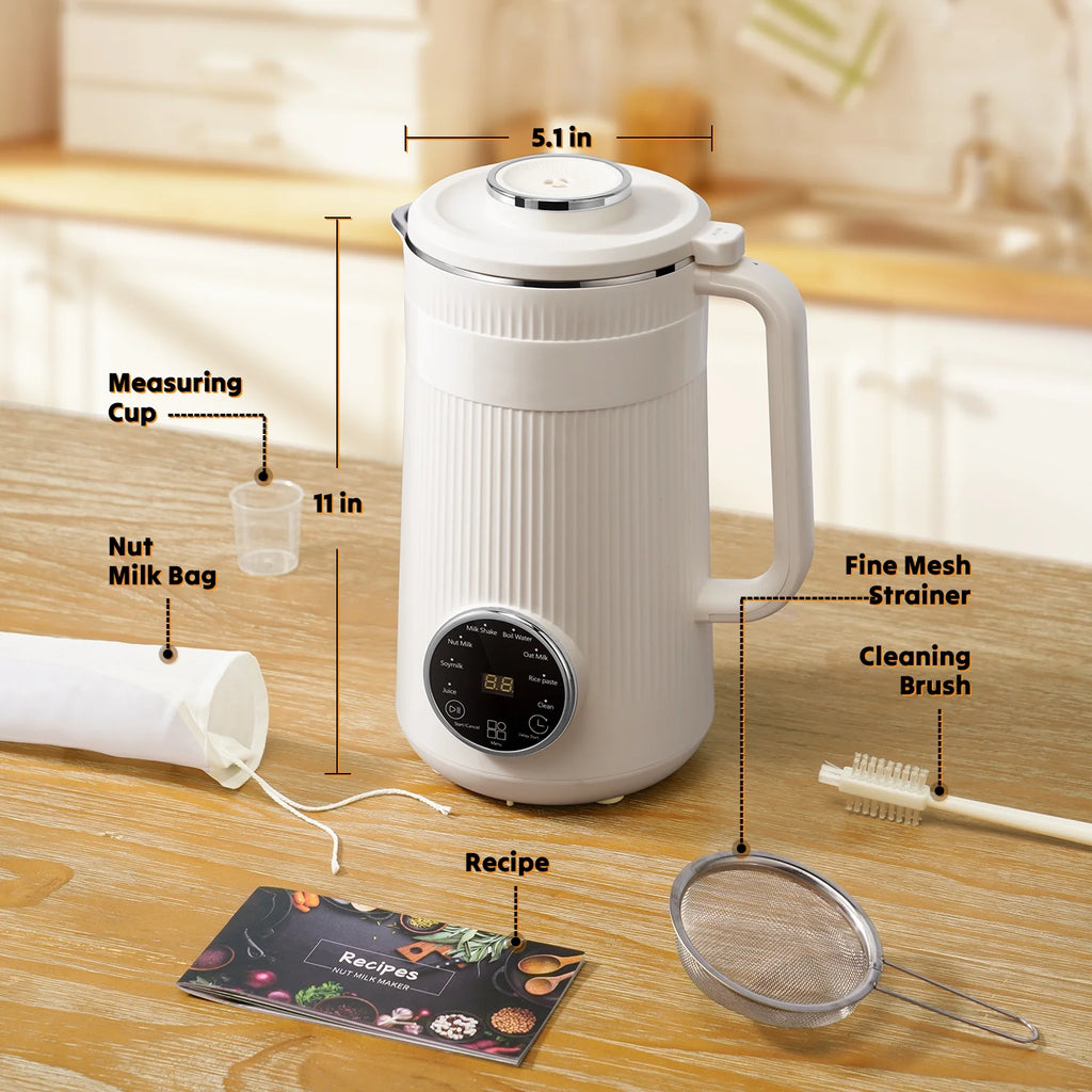 TWOMEOW Nut Milk Maker – 8-in-1 Stainless Steel Plant-Based Beverage Machine