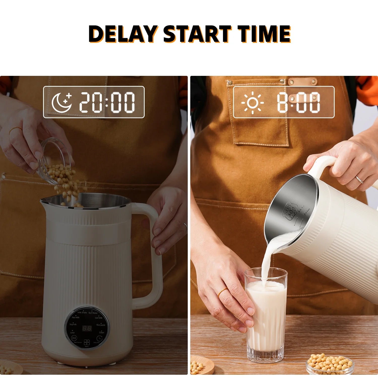 TWOMEOW Nut Milk Maker – 8-in-1 Stainless Steel Plant-Based Beverage Machine